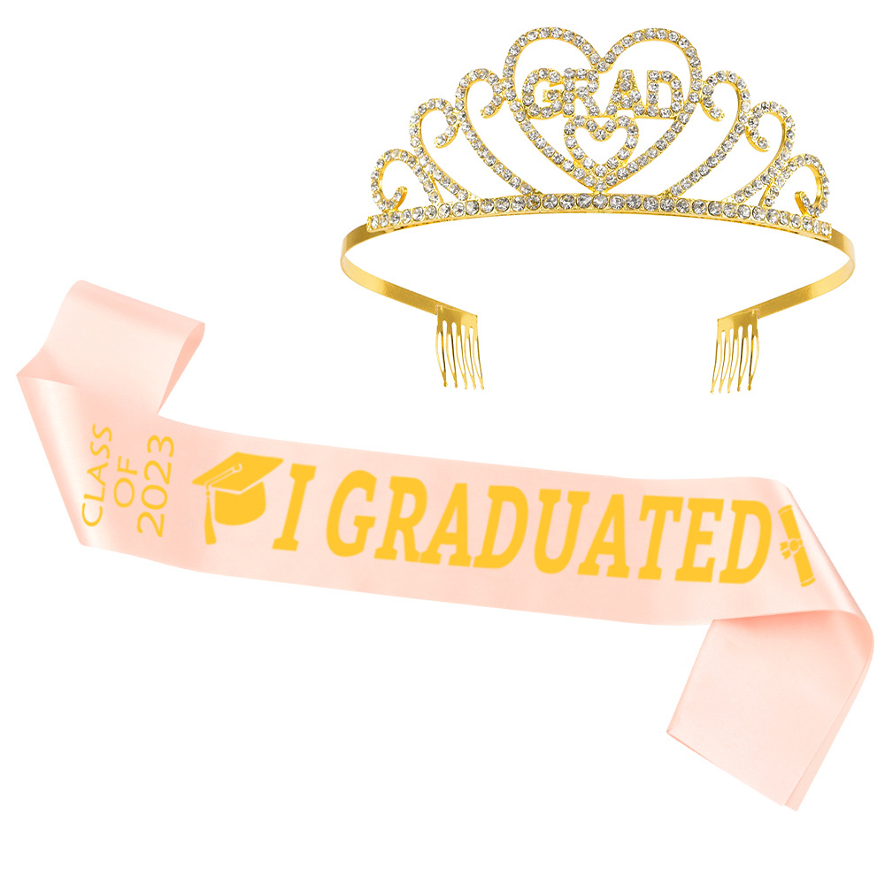 European and American Graduation Season Shoulder Strap Crown Set Ball Show Graduation Party Etiquette Belt Grad Alloy Headband