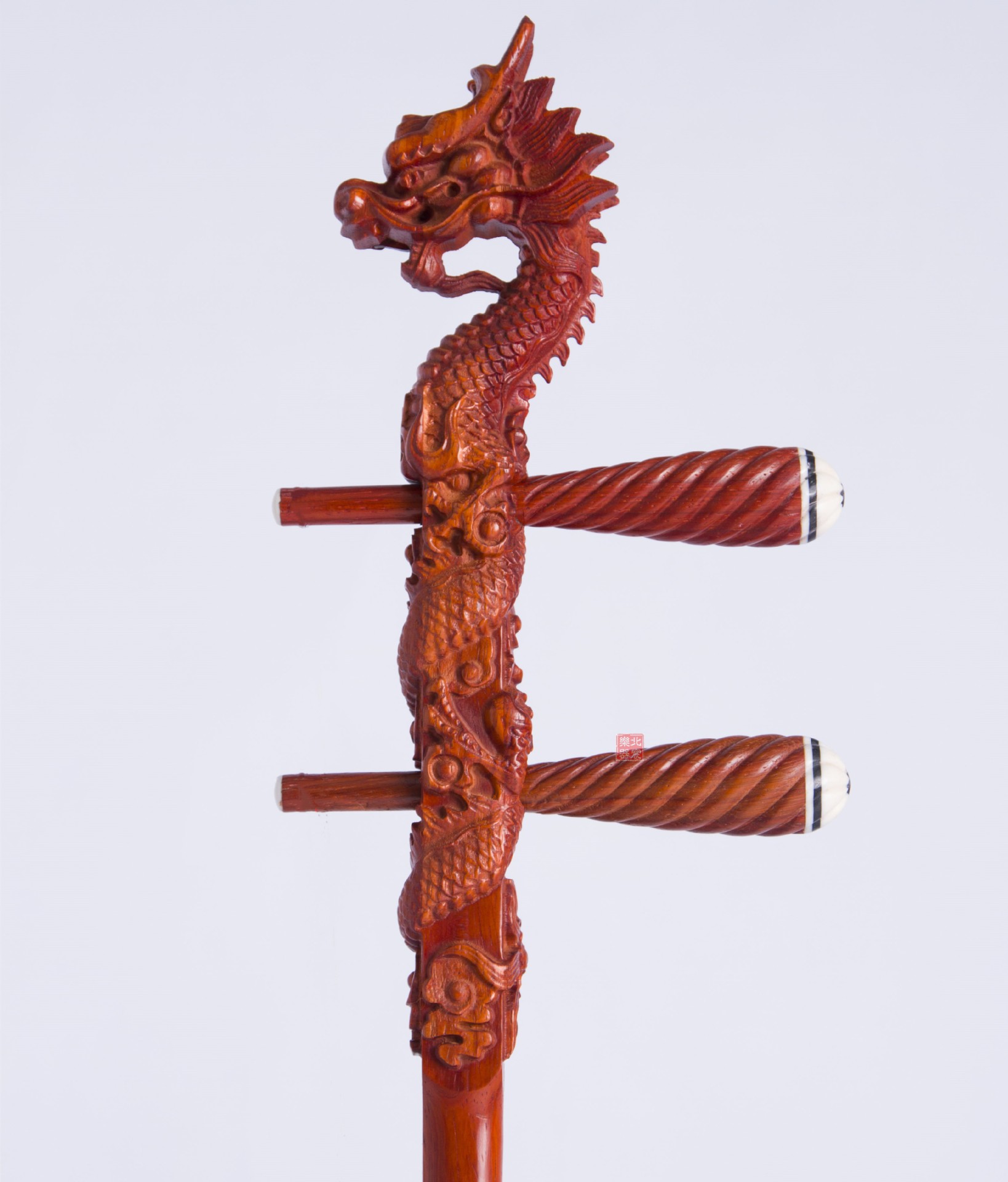 黑檀紫檀龙头二胡杆子越胡琴杆红花梨弯头高胡大筒杆抛光带琴轴