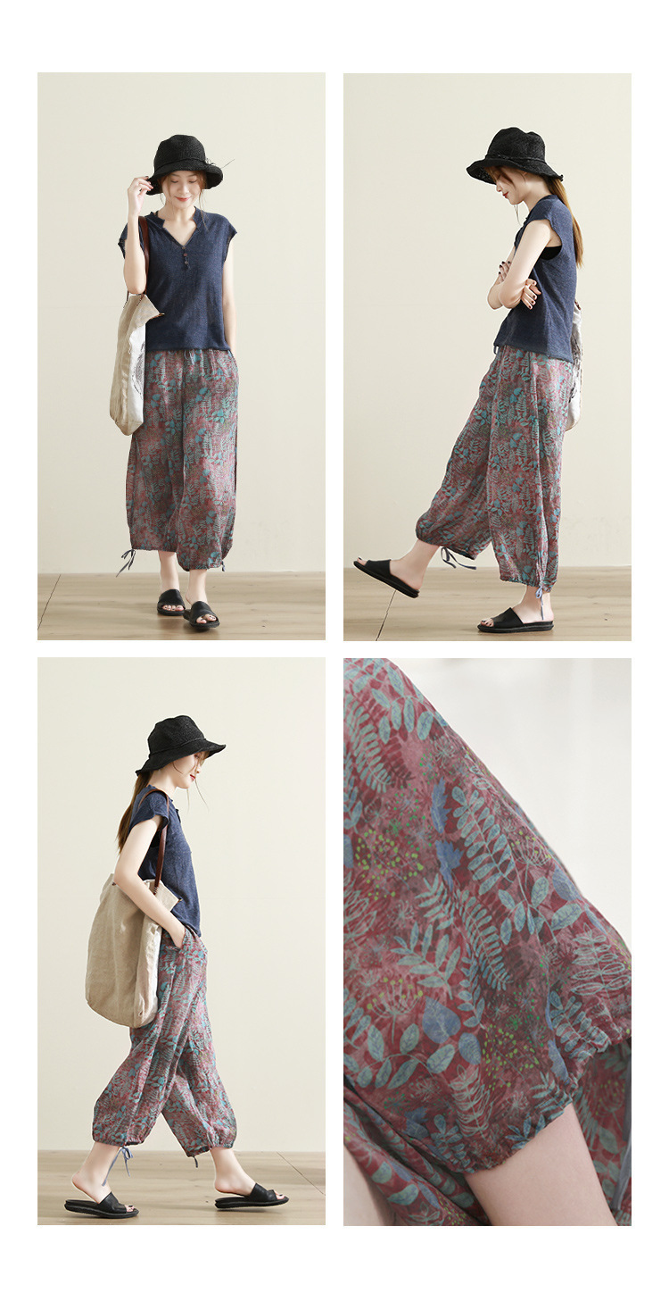 春夏季新款天丝亚麻清凉透气女v领文艺宽松短袖t恤针织衫详情23