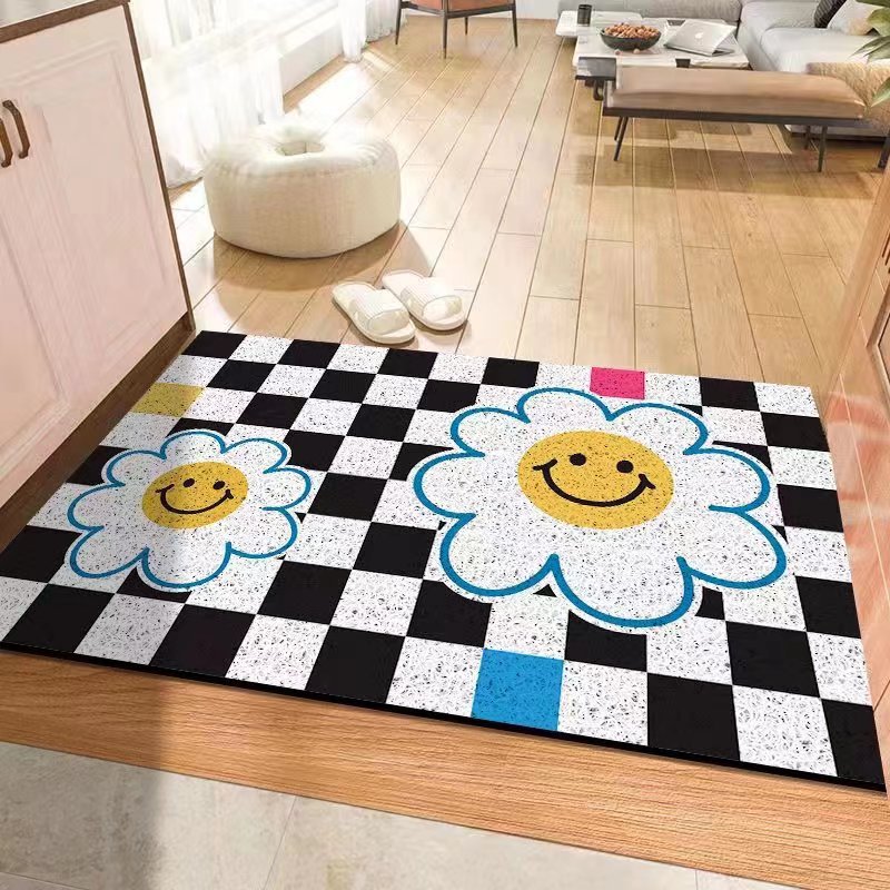 New Chessboard Plaid Wire Ring Cutting Mat Entry Door Mat Non-Slip Door Mat PVC Mat Dust-Proof Pad