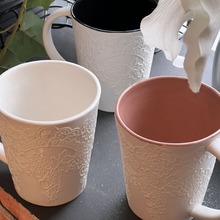 芬兰陶瓷马克杯陶瓷情侣咖啡蕾丝杯婚礼礼物陶瓷水杯女士咖啡杯