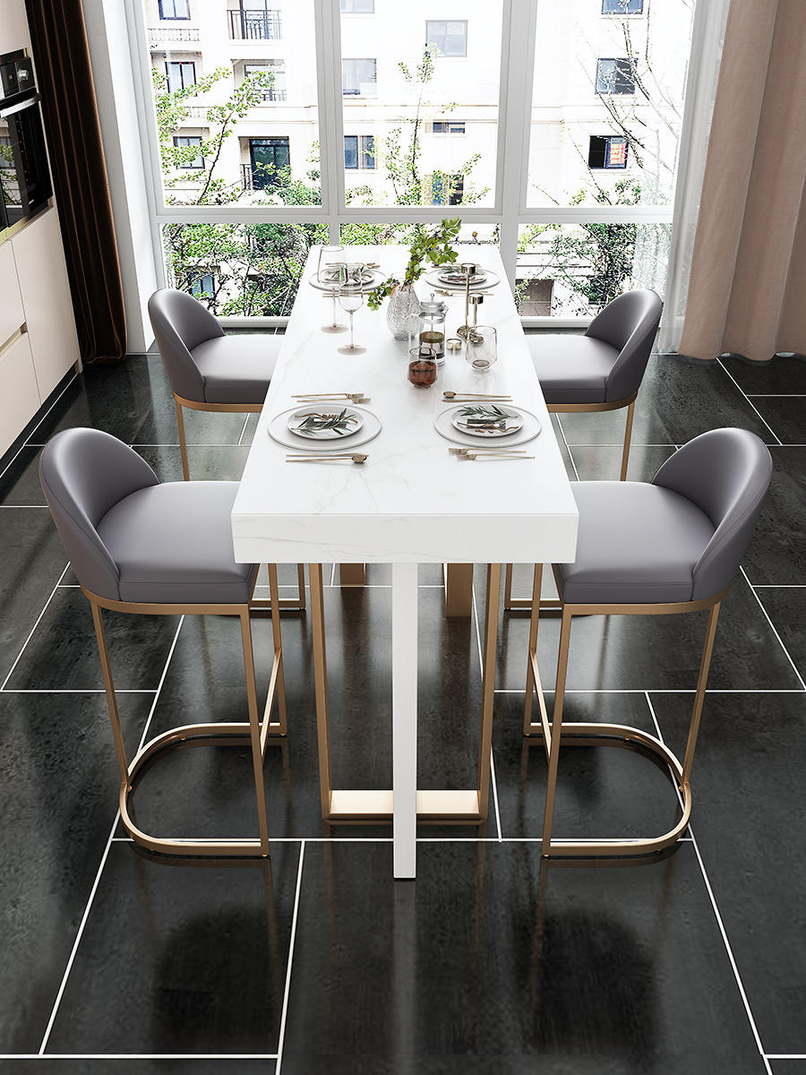 北欧大理石吧台桌家用客厅阳台简约隔断靠墙轻奢高脚吧台餐桌一体