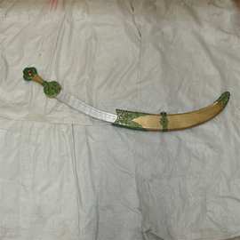 戏剧影视道具刀蒙古刀刀//少数民族表演用品弯刀/纯木制圆月弯刀