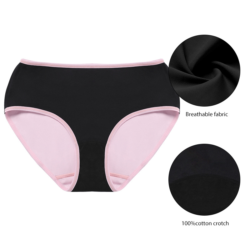 European and American Customized Side Leakage Prevention Menstrual Panties Ladies Low Waist Aunt Sanitary Panty plus Size Sanitary Panty Four-Layer Menstrual Underwear