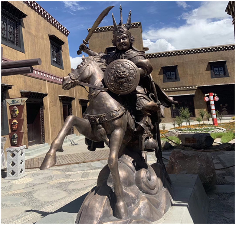格萨尔王纯铜雕塑密宗藏传铸铜佛像锻铜浮雕园林景观摆件厂家定制