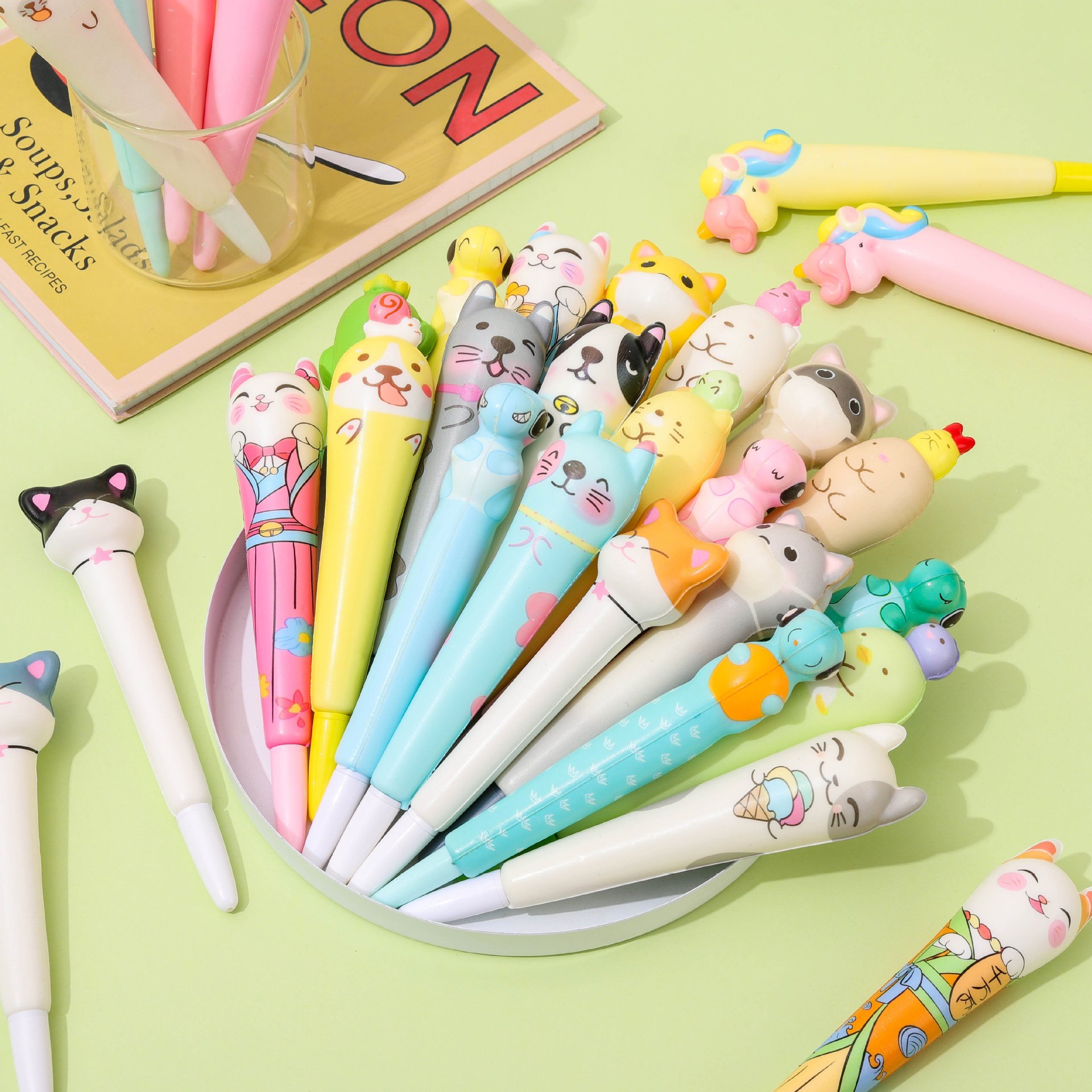 创意减压笔 软绵绵慢回弹解压笔 卡通学习文具办公用品发泄中性笔