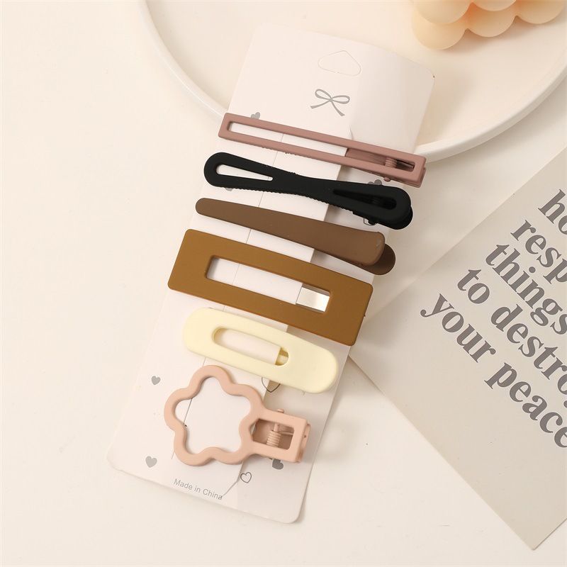 Frosted Coffee Color Series BB Clip Side Bang Clip Korean All-Match Simple Duck Clip Hair Accessories Barrettes Set