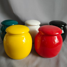 纯色5色 大小号陶瓷罐黄红白青黑绿色粉色茶叶罐瓷坛子密封罐储物
