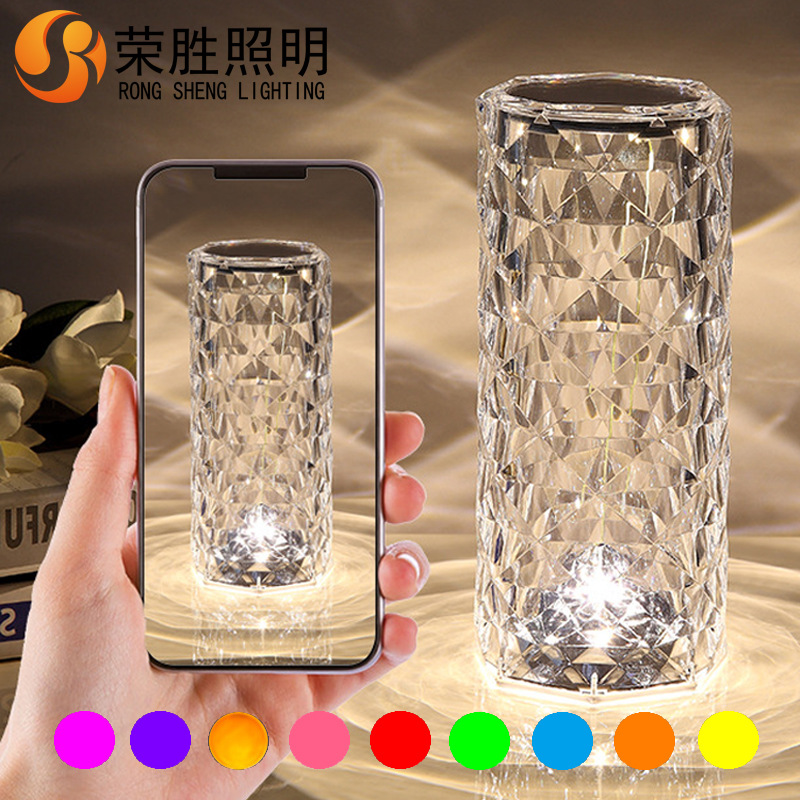 LED Touch Decoration Water Drop Crystal Lamp Rose Light Bedroom Simple Decoration Crystal Lamp Rose Ambience Light