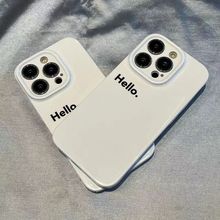 白色hello菲林适用苹果15手机壳涂鸦iphone13pro12/11半全包半包X