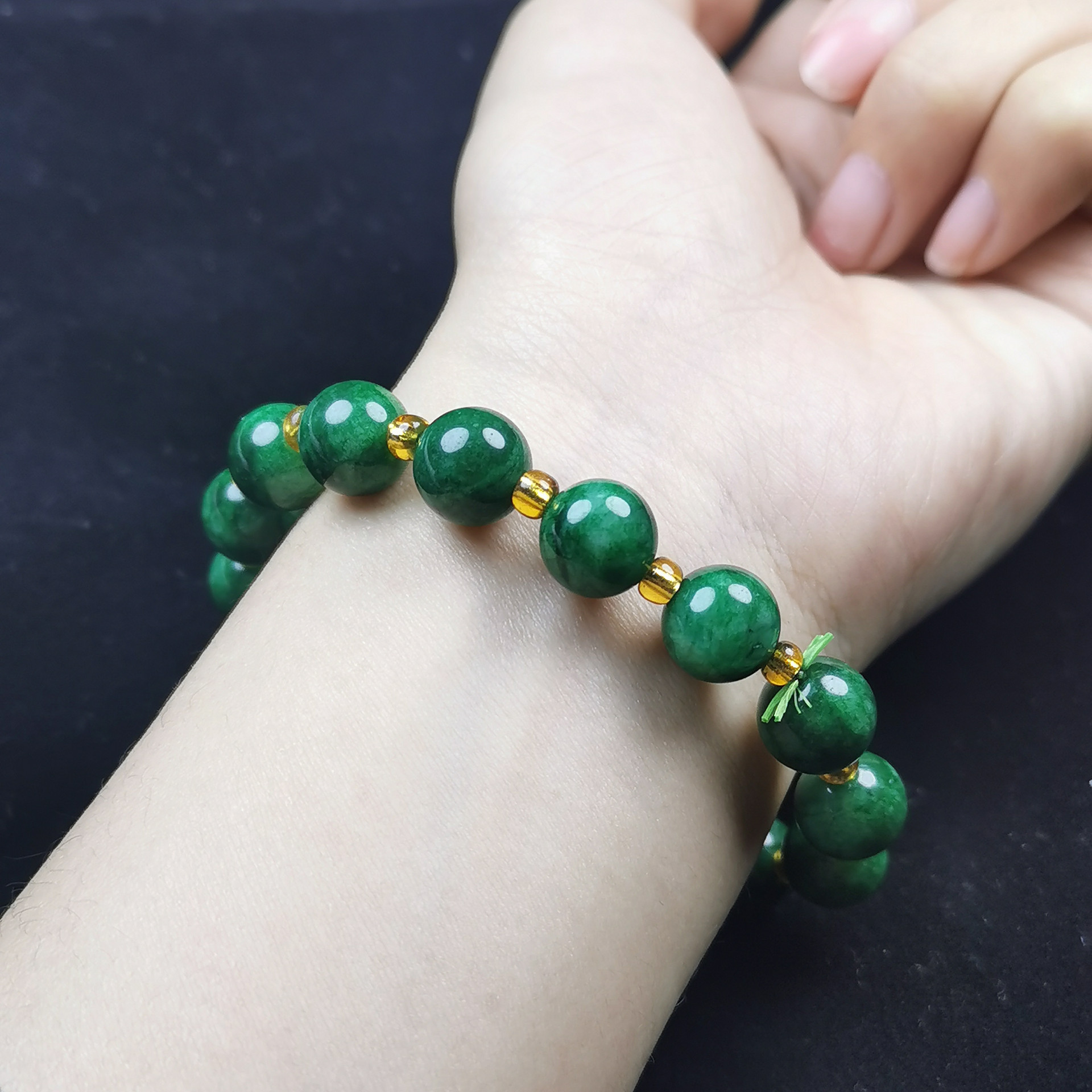 干青铁龙生翡翠手串 复古文艺首饰男女手链