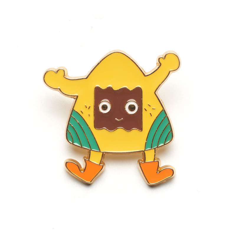 原创中国节气吉祥物端午节传统文化蛋黄粽肉粽合金滴胶胸针徽章