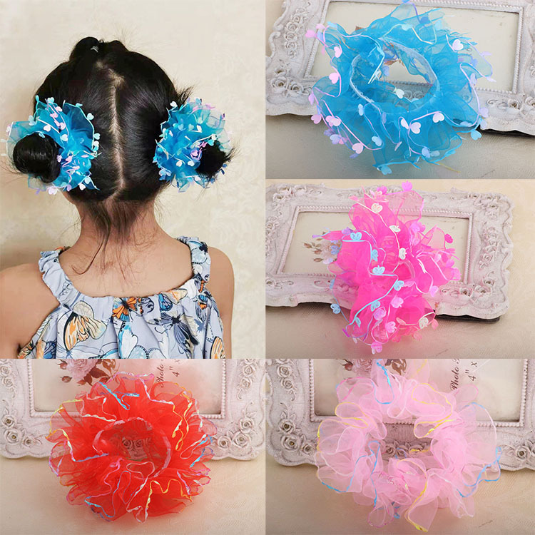 六一儿童发饰绢纱大花朵手环发女童头花公主发夹子头饰品发圈发绳
