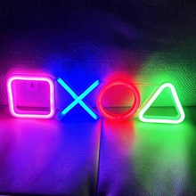 亚马逊新品木质霓虹灯LED造型游戏机符号灯寝室房间装饰LED氛围灯