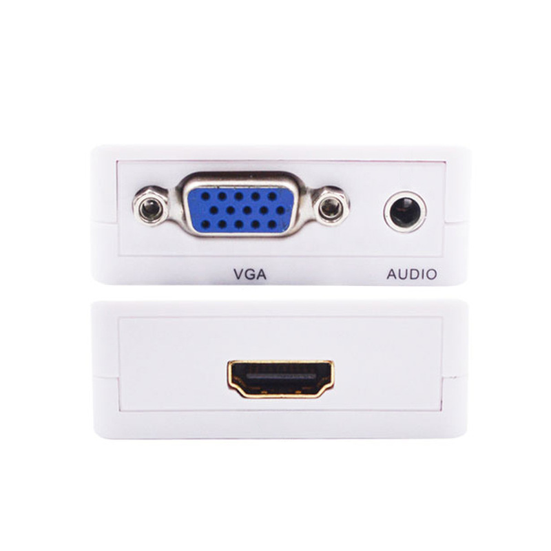 vga转hd高清转换器 vga2hd小白盒1080p适用电脑转电视接口适配器
