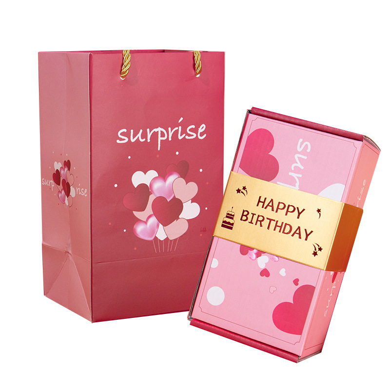 Best-Seller on Douyin Qixi Valentine's Day Surprise Jump Box Birthday Ideas Gift Box Folding Bounce Red Envelope Gift Box