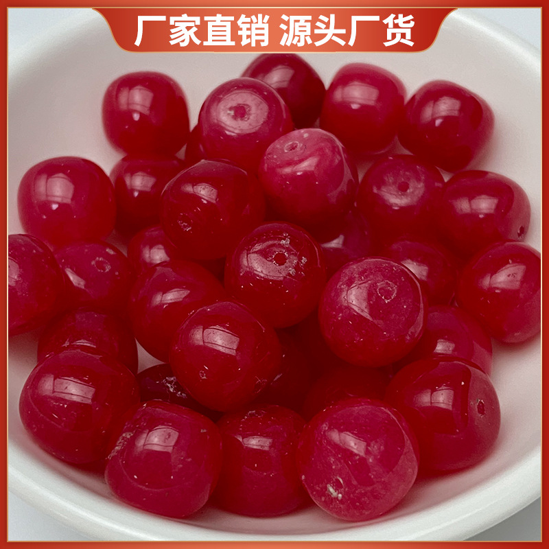 西瓜红碧玺老型珠串珠单珠散珠子手工diy制作手串项链耳饰材料包