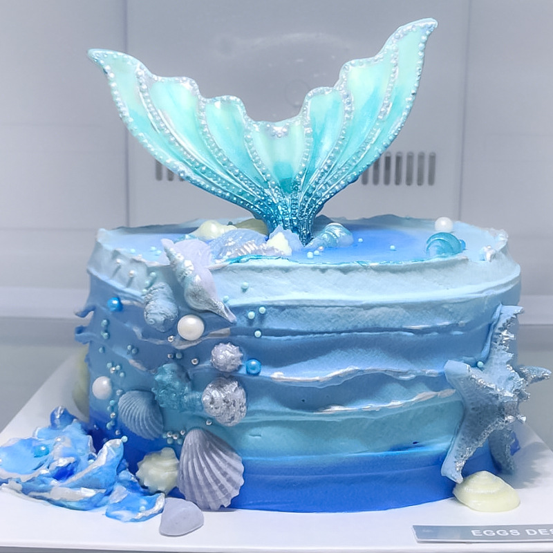 美人鱼鱼尾蛋糕装饰巧克力硅胶尾巴模具创意翻糖烘焙甜品造型工具