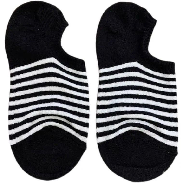 Korean Thin Women's Boat Socks Short Socks Black and White Striped Boat Socks Tight Ins Trendy Versatile New Women's Socks