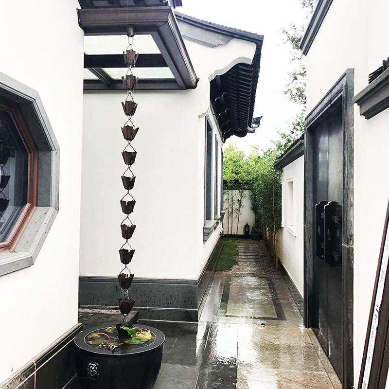 雨链排水链四合院亭子引水天沟别墅排水槽铝合金装饰品寺庙屋檐