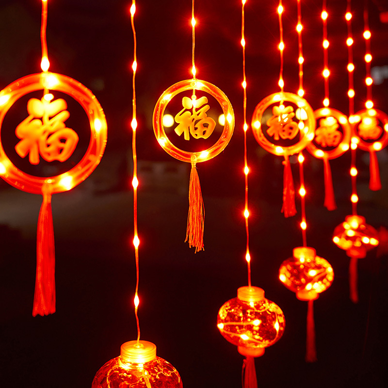 2021新款时尚小红灯笼挂饰过新年led串灯春节阳台挂件装饰大门口
