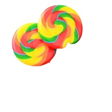 彩虹色棒棒糖批发七彩创意波板糖韩国可爱糖果卡通克/支-支包装糖