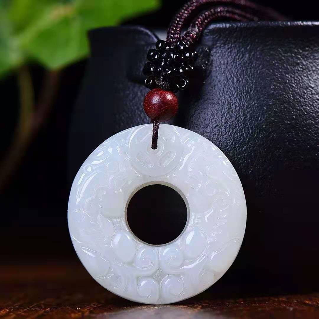 阿富汗白玉双貔貅平扣玉石吊坠 男女款玉佩服装配饰直播玉石挂件