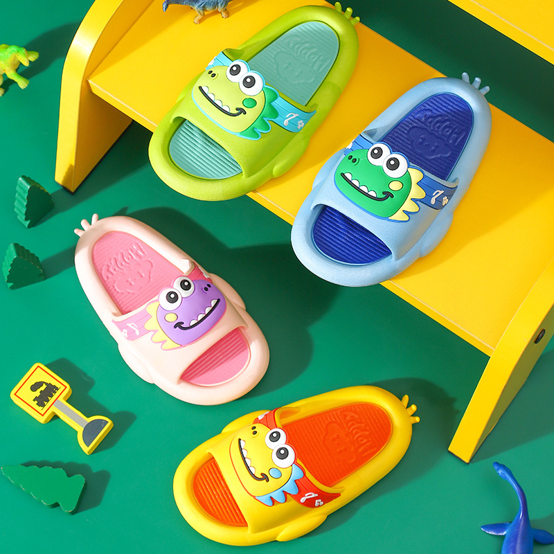 Children's Slippers Summer Home Indoor Non-Slip Cartoon Little Dinosaur Boys and Girls Baby Soft Bottom Sandals Can Be Worn outside