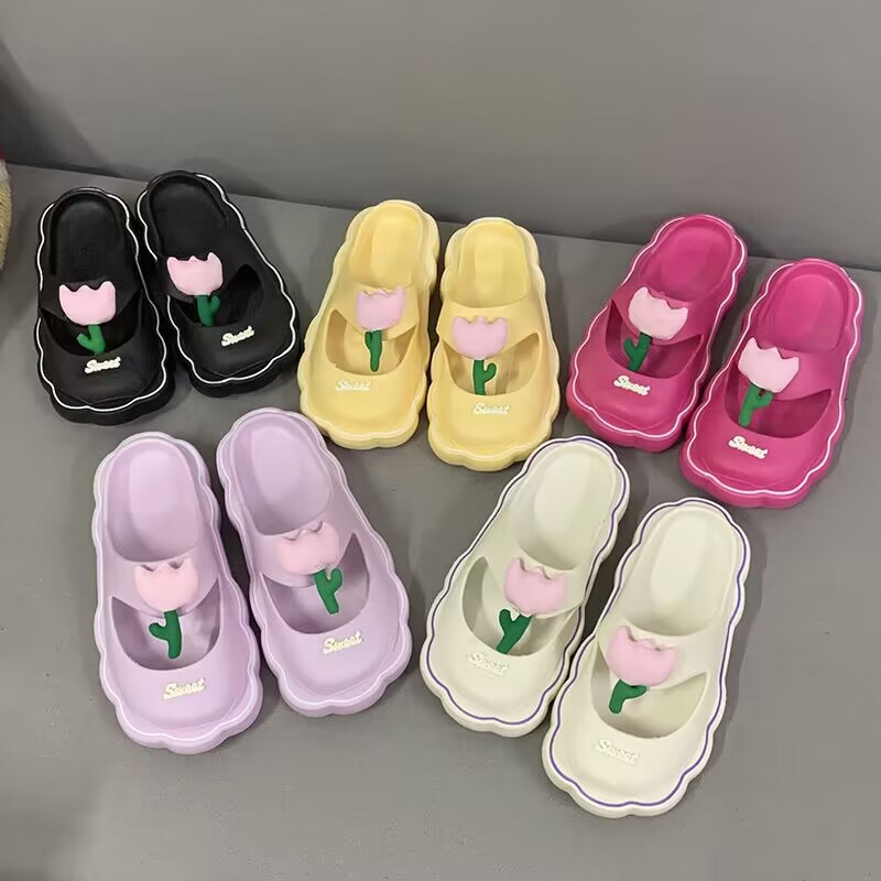 Women's Slip-on Sandals Summer New Cute Head Cover Thick Bottom Beach Slippers Ins Fashion Mary Jane Slippers