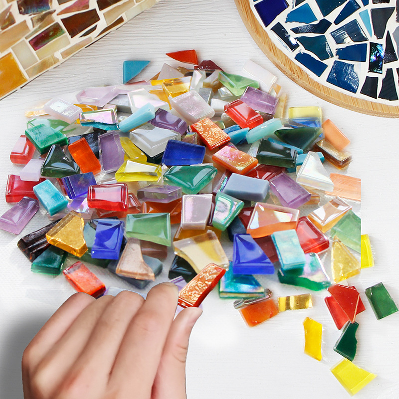 Weigh on Half Kilogram 1kg DIY Mosaic Fragments Irregular Shaped Handmade Corner Broken Glass Mixed Color Particles