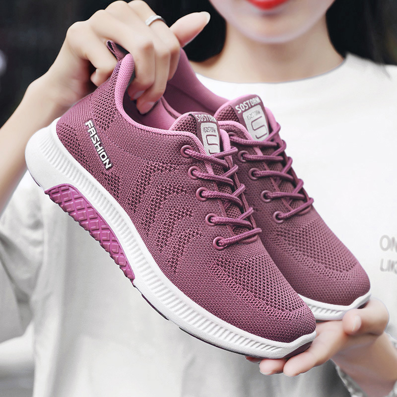 Women's Sports Shoes Autumn New Soft Bottom Breathable Shoes Foreign Trade Wholesale Casual Shoes Breathable Mesh Surface Walking Shoes