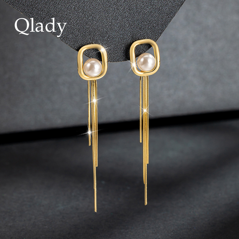 流苏耳环女2021年新款潮纯银耳钉复古秋冬珍珠耳饰温柔高级耳坠