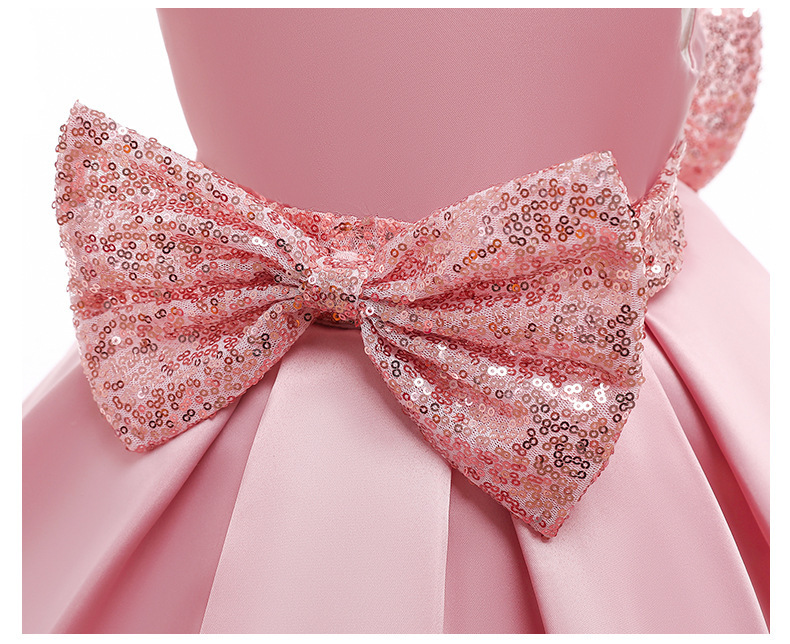 新款夏季蕾丝花边双层亮片蝴蝶结女童圣诞公主裙四季通用童装