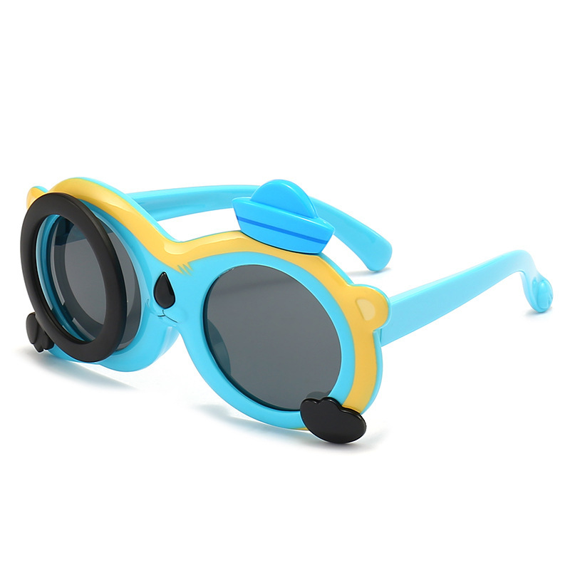 New Little Bear Cartoon Kids Sunglasses UV Protection Polarized Glasses Silicone Baby Travel Sunglasses 3716