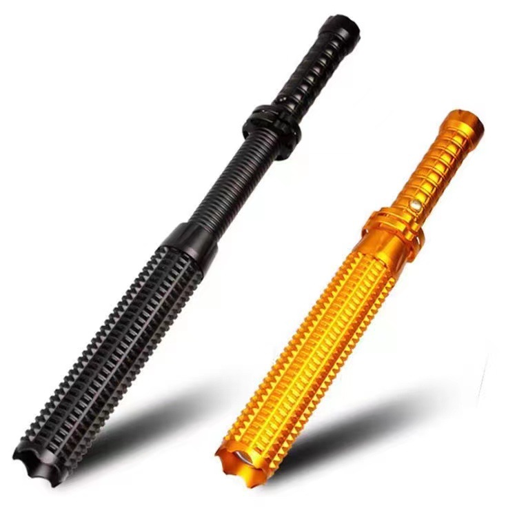 多用途伸缩变焦狼牙棒led手电筒安保防身车载强光手电筒跨境专供