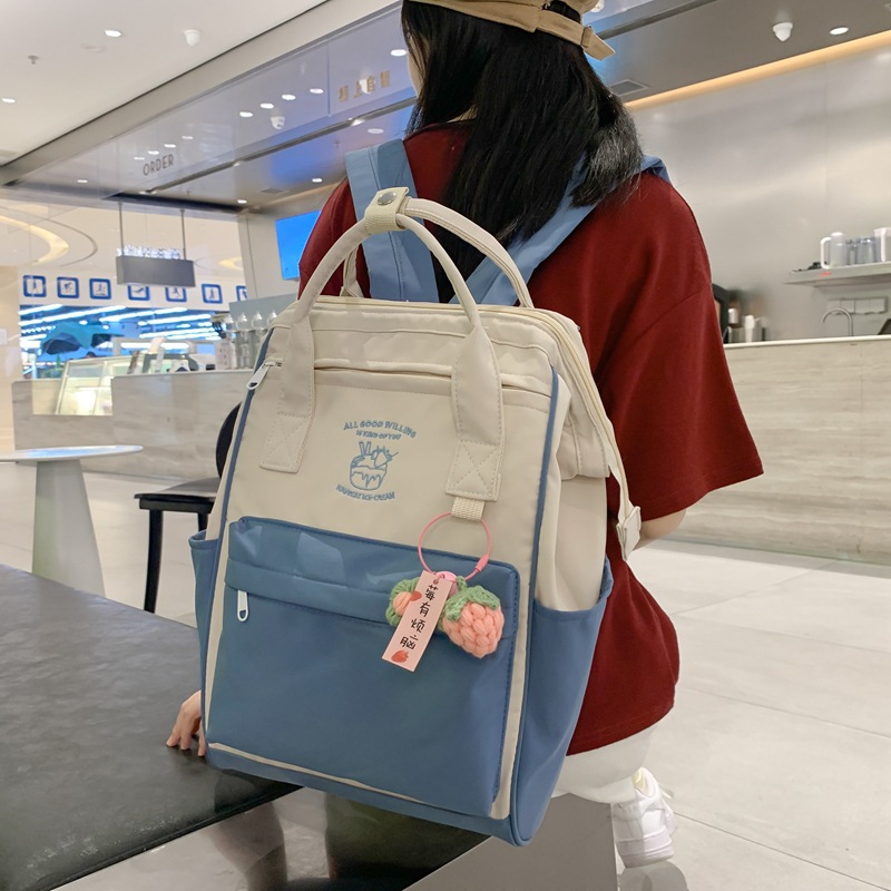 Factory Wholesale Korean Style Fresh Girls Backpack Large Capacity Early High School Student Schoolbag Trendy Simple Backpack