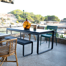 户外铝合金桌椅室外庭院奶茶店咖啡厅别墅酒店度假村休闲长桌长凳