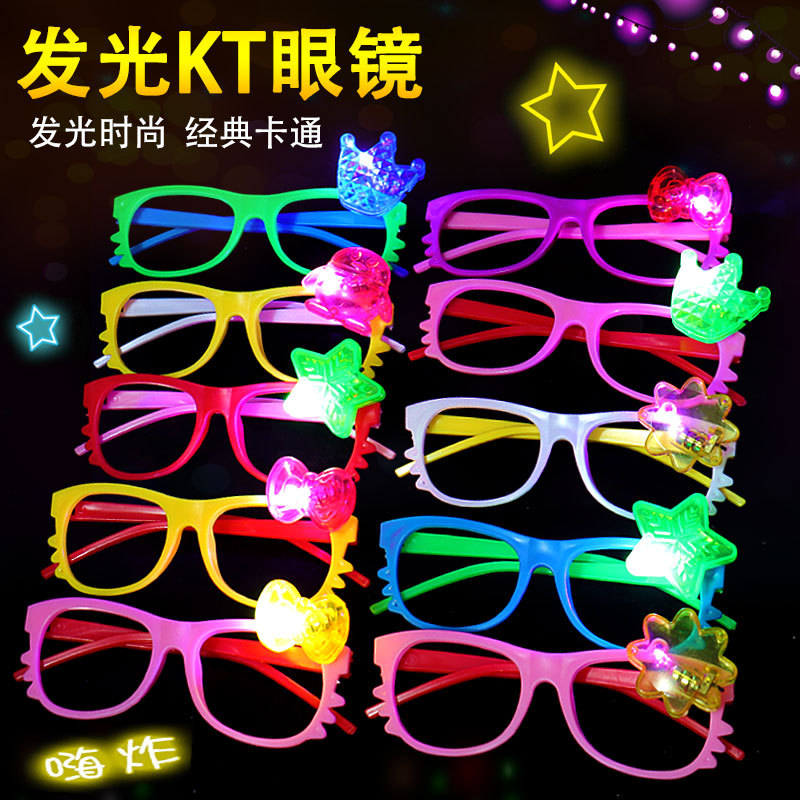 Hello Kitty Glowing Glasses Bar Holiday Christmas Party Supplies Hot Selling LED Flash Toy Stall Wholesale