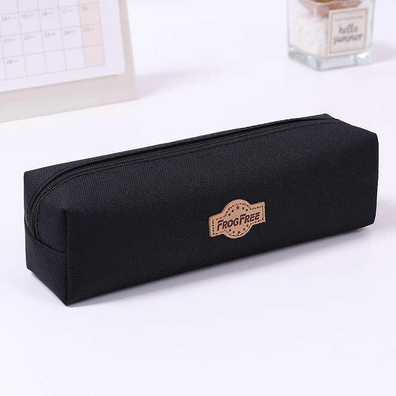 Pencil Case Black Giant Capacity Stationery Box Stain-Resistant Stationery Case Large Capacity Good-looking Pencil Bag Simple Style Pencil Box