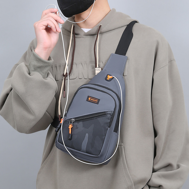 Cross-Border Wholesale Portable Men's Bag Multi-Layer Mobile Phone Chest Bag Men's Business Trends Shoulder Bag Outdoor Sports Messenger Bag