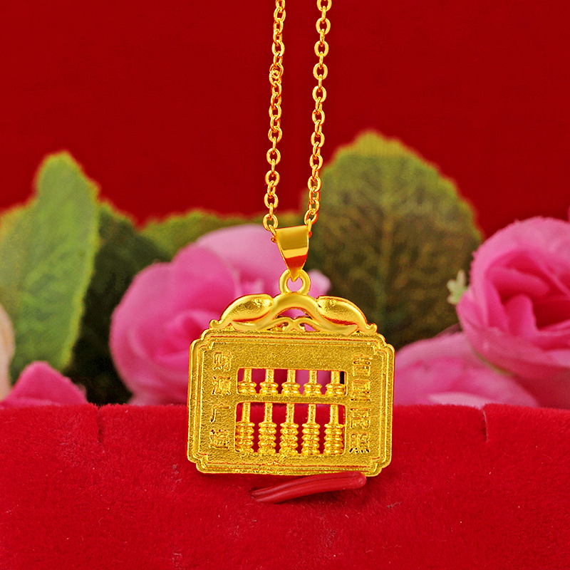 999金算盘24k黄金吊坠3d硬金如意小算盘配件直播现货供应小礼品