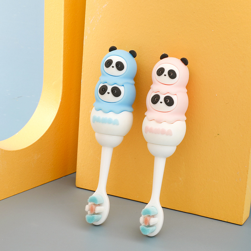 Children's Soft-Bristle Toothbrush Baby Toothbrush Silicone Baby Toothbrush 1-6 1 and a Half Years Old Children's Toothbrush Cute Panda