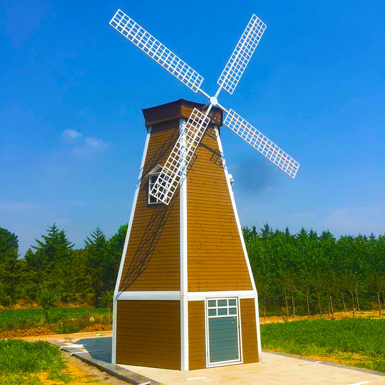 定制防腐木风车户外荷兰景观学校幼儿园花海电动木质景观风车06800
