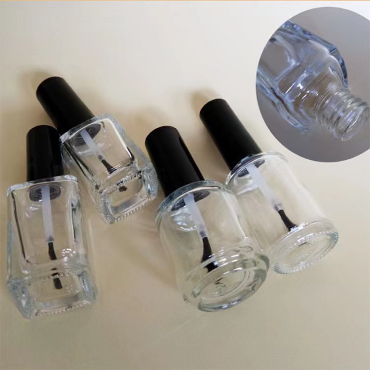 5ml10ml15ml Transparent round and Square Nail Polish Fire Extinguisher Bottles Glass Sub-Bottle Paint Repair Glue Bottle with Brush