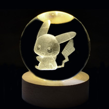 厂家批发创意3D皮卡丘小精灵神奇宝贝内雕水晶球家居摆件跨境热卖