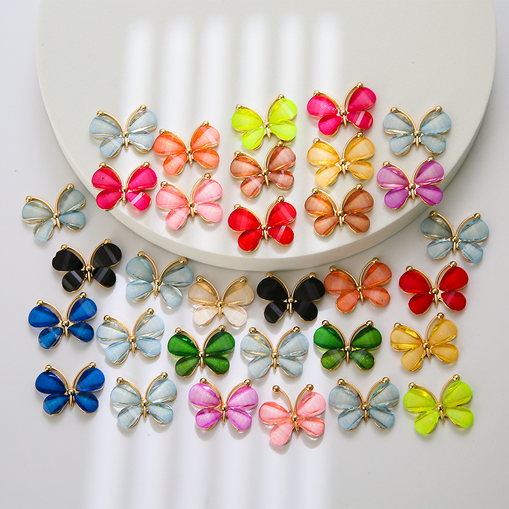跨境热卖创意diy新款亚克力混款彩色鞋花 洞洞鞋装饰蝴蝶鞋扣配件