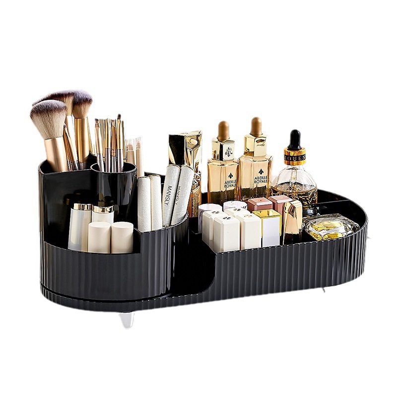 Cosmetics Storage Box Rotating Pen Holder Dresser Table Large Capacity Makeup Brush Lipstick Eye Shadow Puff Storage Rack