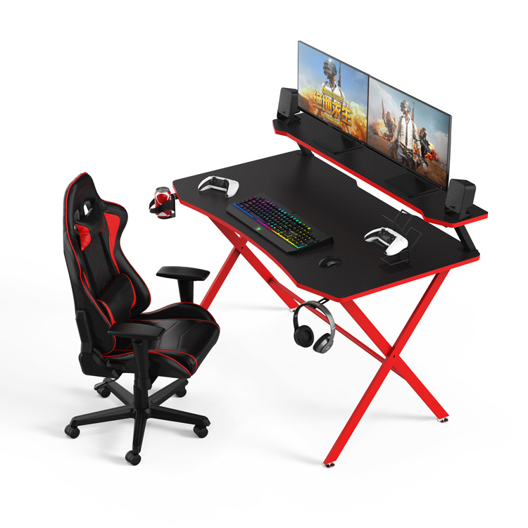 定制台式双层电竞桌 简约双层电竞游戏桌 电脑竞技桌碳纤维电竞桌