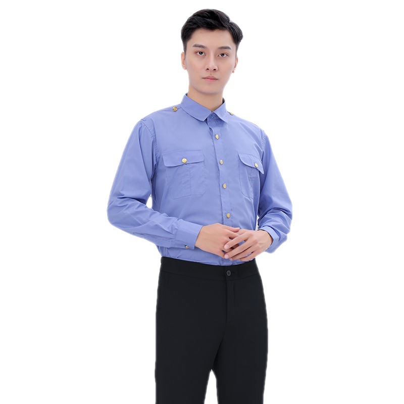 19式铁路男士衬衣长袖新款铁路路服男款制服蓝色衬衫短袖工作服