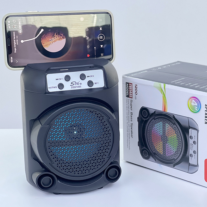 Cross-Border Hot Loudspeaker Portable Mobile Phone Holder 4-Inch RGB Portable Large Volume Subwoofer Mini Bluetooth Speaker